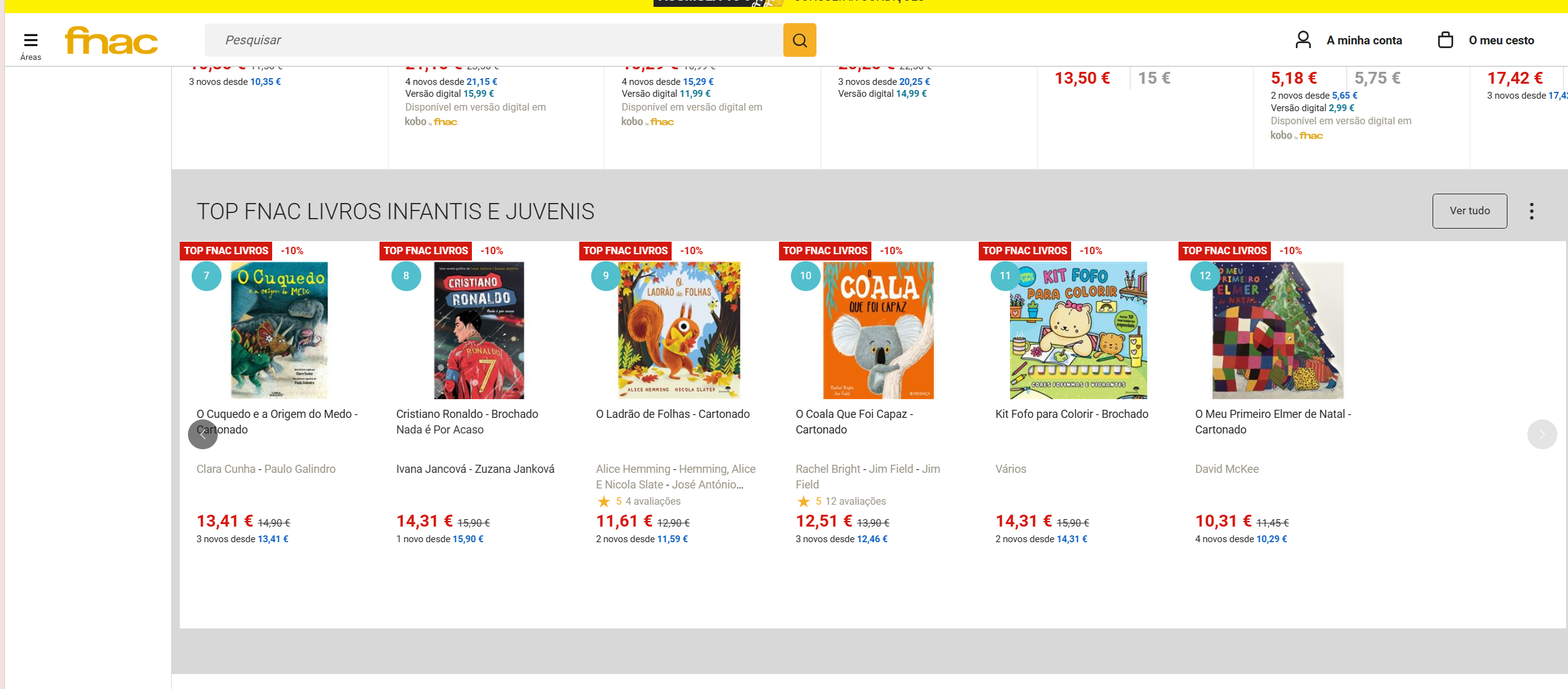 FNAC Portugalsko – týždenné poradie TOP 10 Livros Infantis e Juvenis